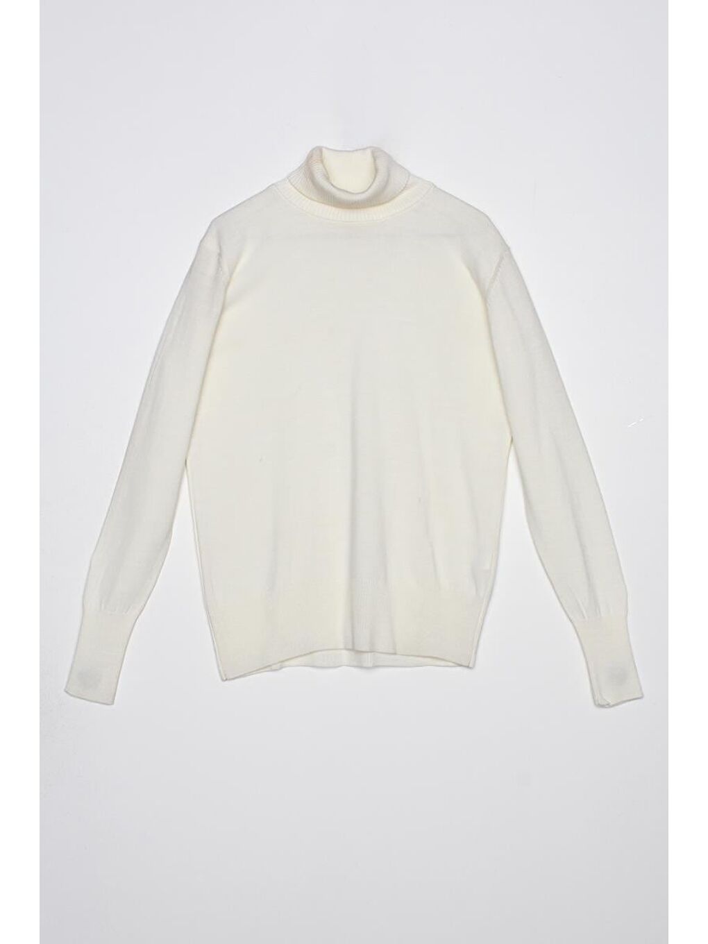 Ekru Balıkçı Yaka Kısa Triko Kazak-5