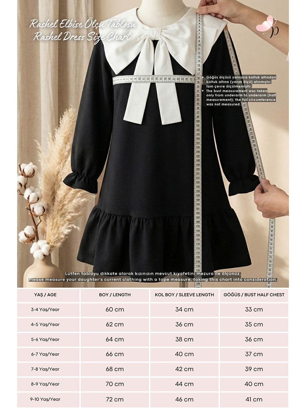 Siyah Kız Çocuk Yakalı Fırfırlı Elbise-2