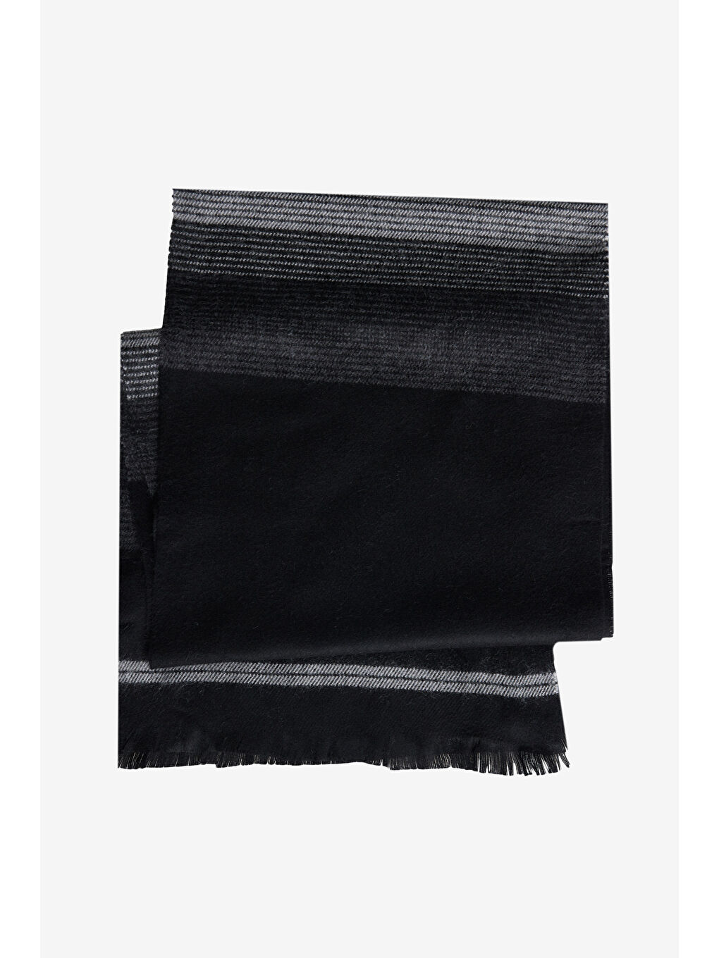 Erkek Siyah-Gri Sıcak Tutan Desenli Triko Atkı-1