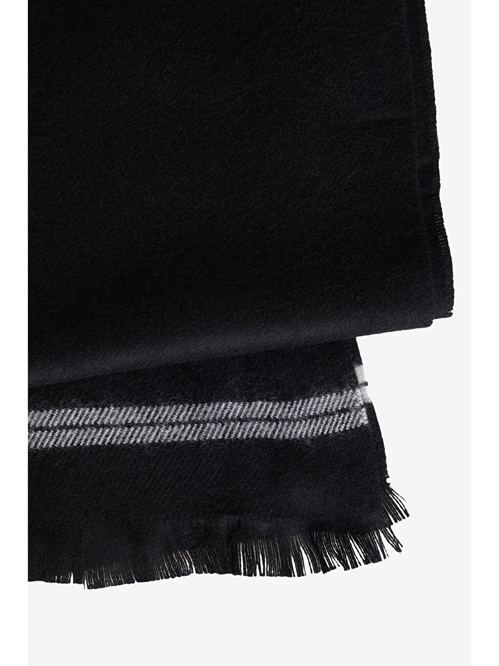 Erkek Siyah-Gri Sıcak Tutan Desenli Triko Atkı-2