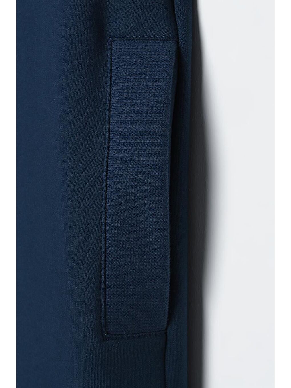 Koyu İndigo Dokuma Garnili Şerit Detaylı Kapüşonlu Yelek-5