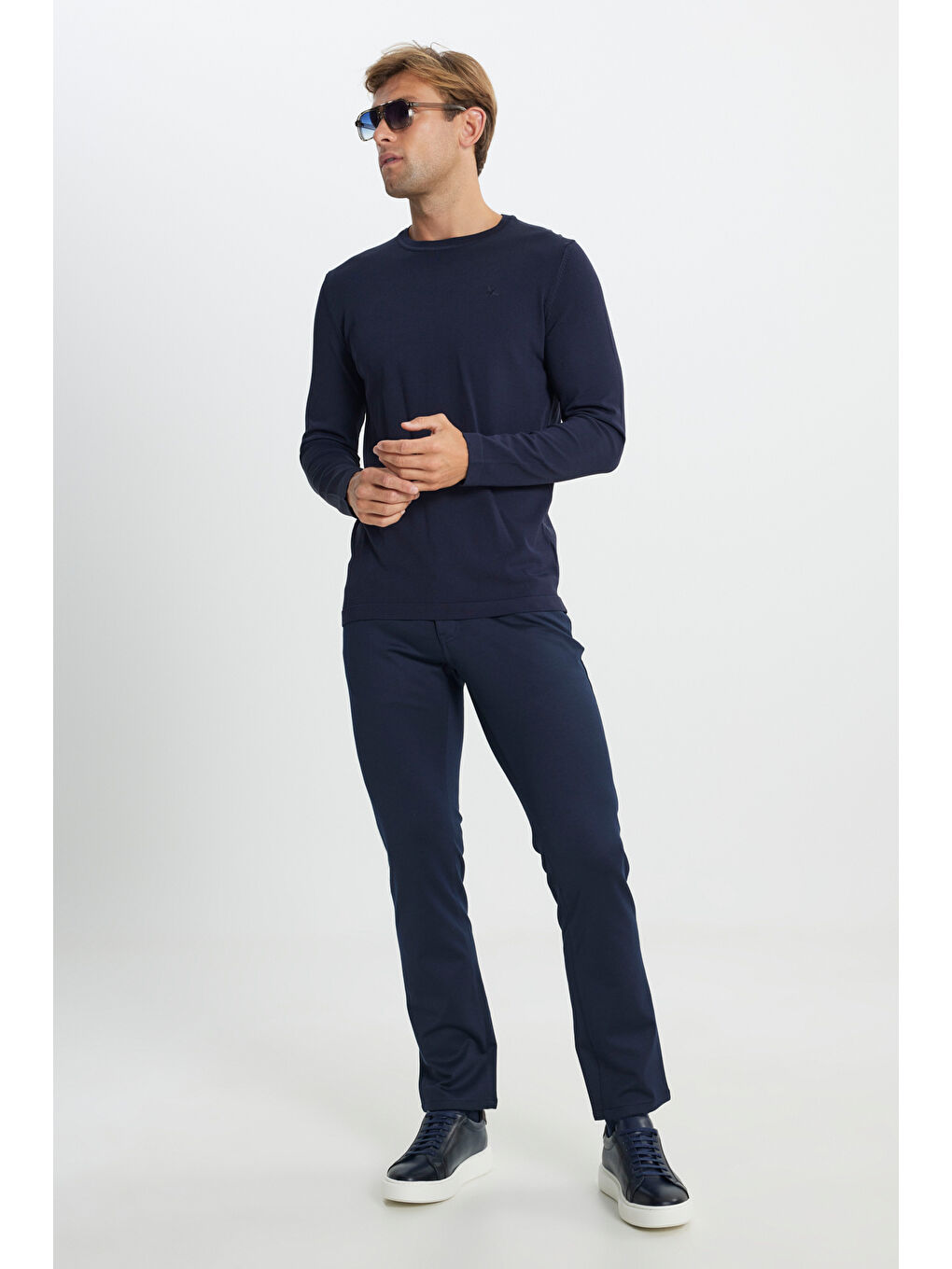 Erkek Lacivert Slim Fit Dar Kesim 5 Cep Esnek Casual Pantolon-2