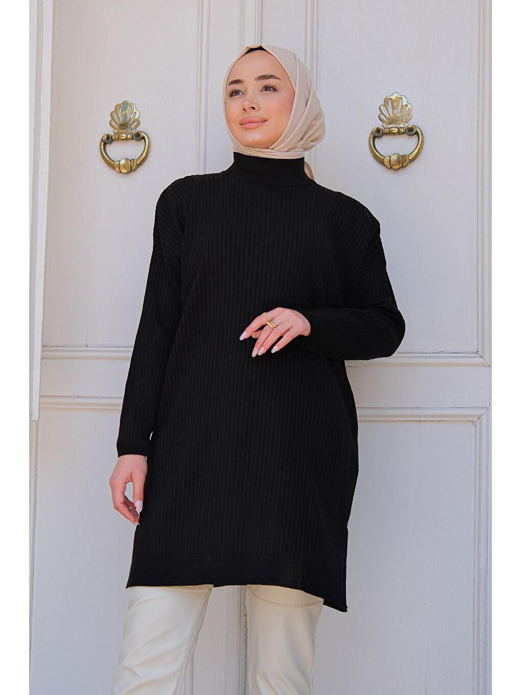 Kadın Triko Tesettür Kazak Siyah-2