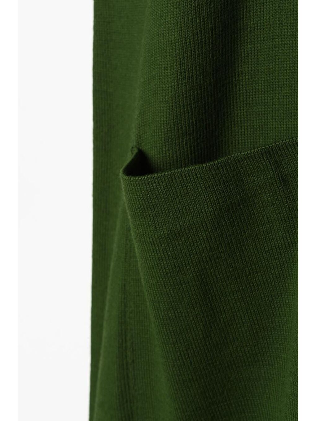 Koyu Yeşil Cepli Uzun Triko Yelek-5
