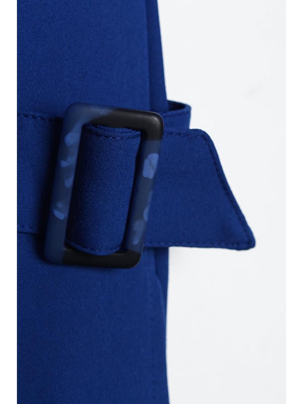 Mavi Saks-Yanları Tokalı Fermuarlı V Yaka Yelek-4