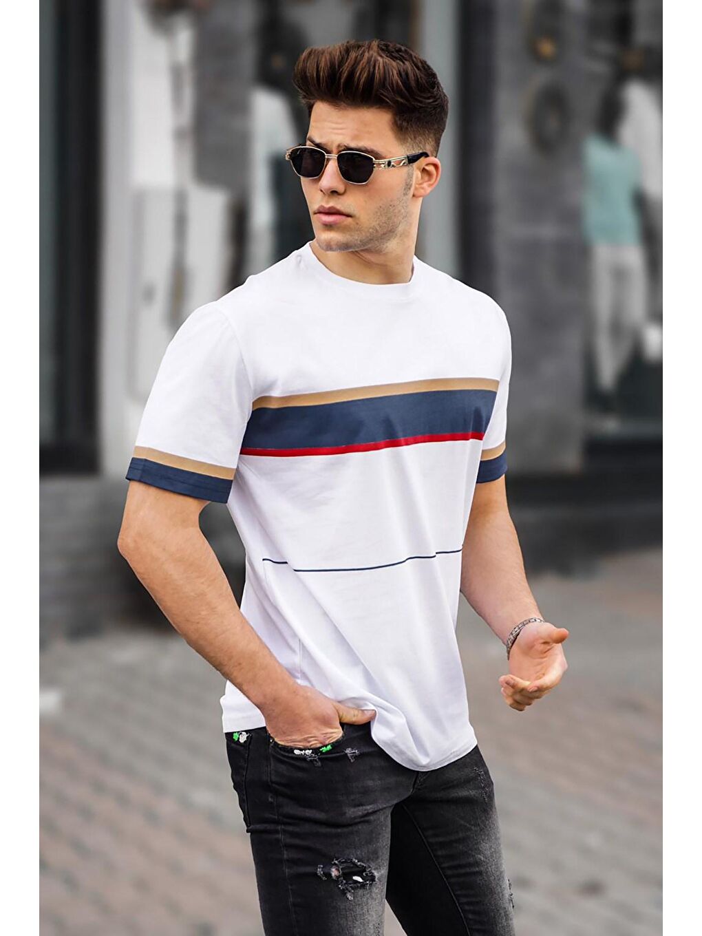 Erkek Beyaz %100 Pamuk Tişört 5372