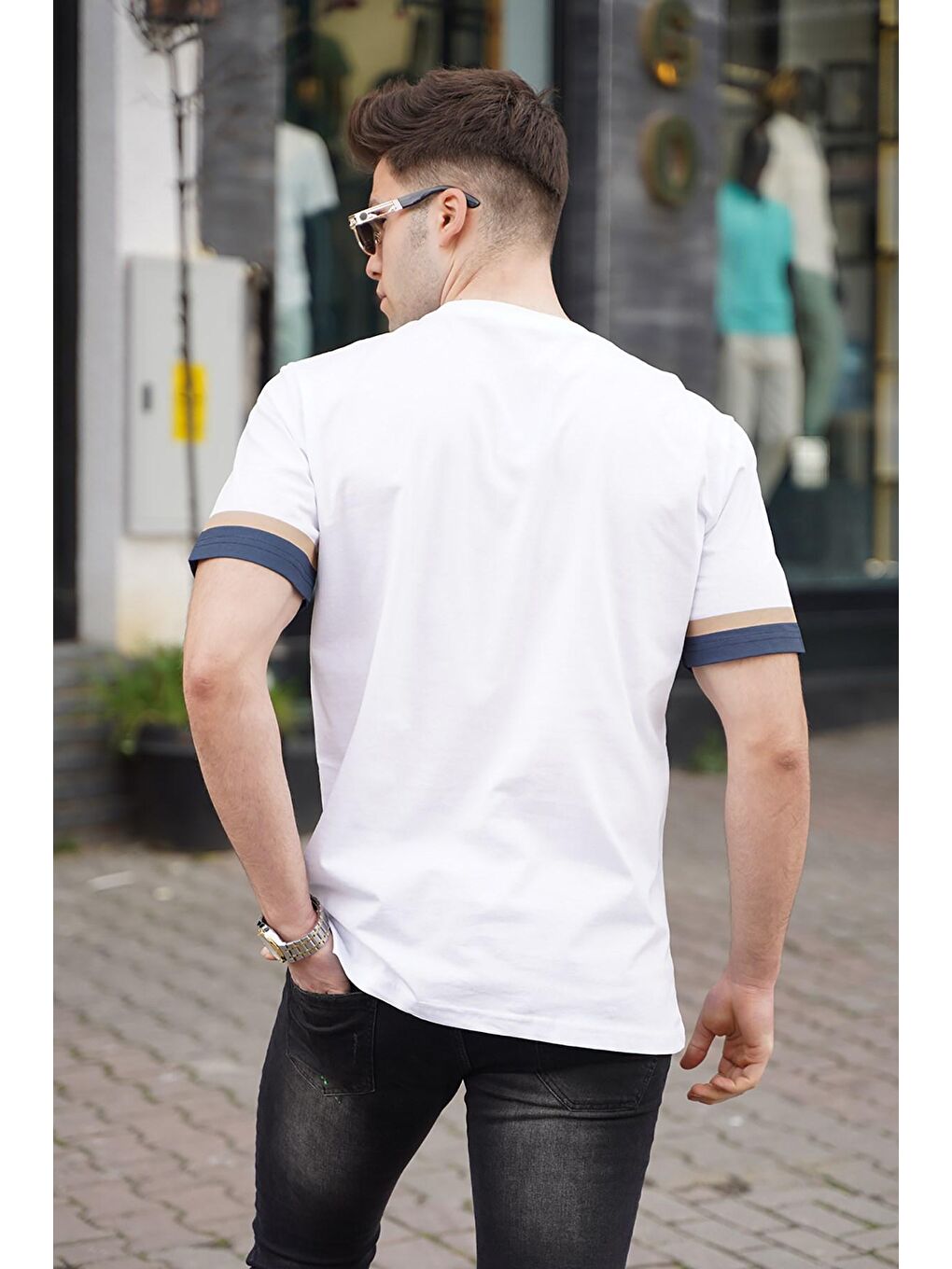 Erkek Beyaz %100 Pamuk Tişört 5372-1