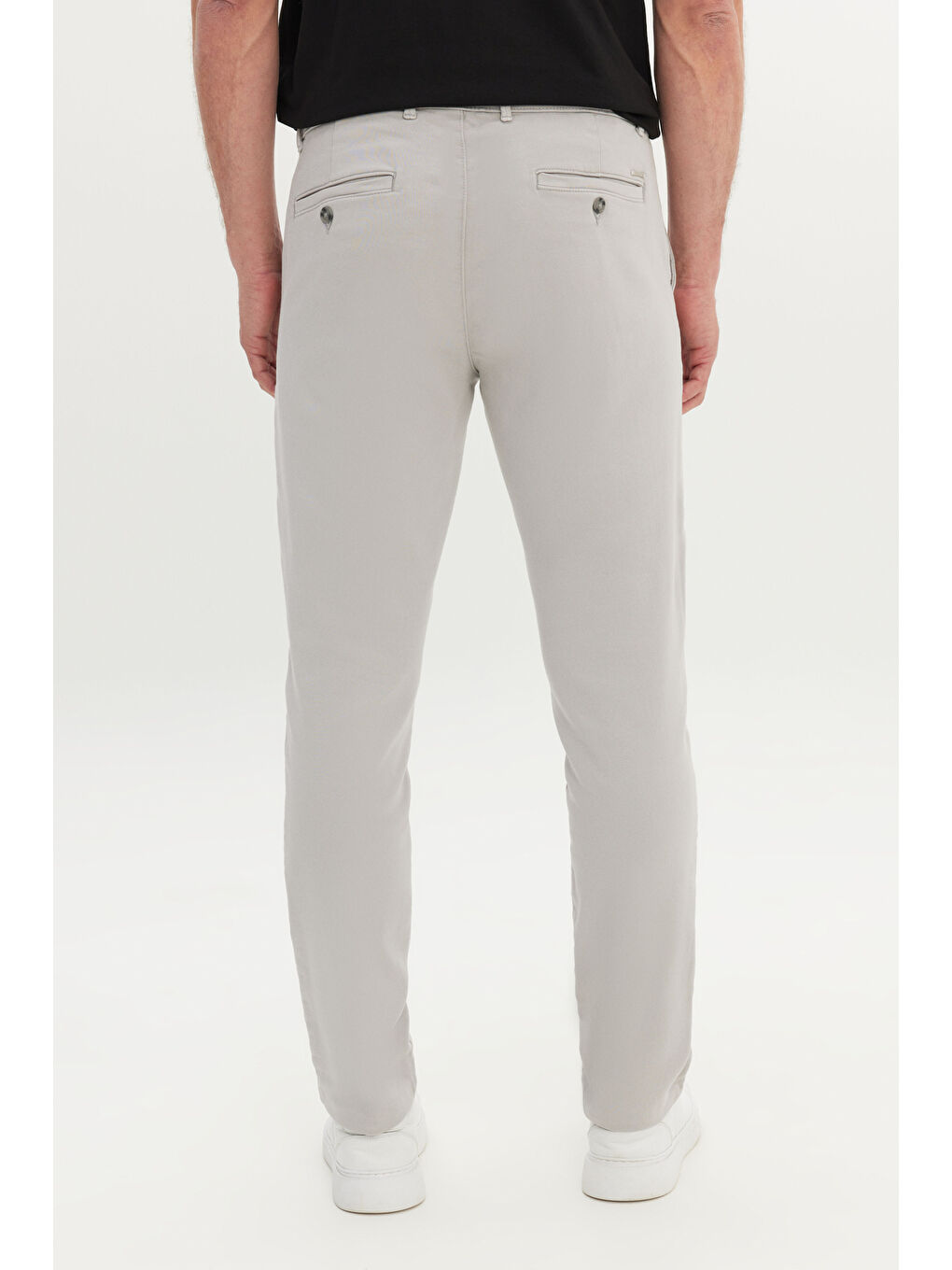 Erkek Gri Pamuklu Slim Fit Dar Kesim Yan Cep Casual Pantolon-5