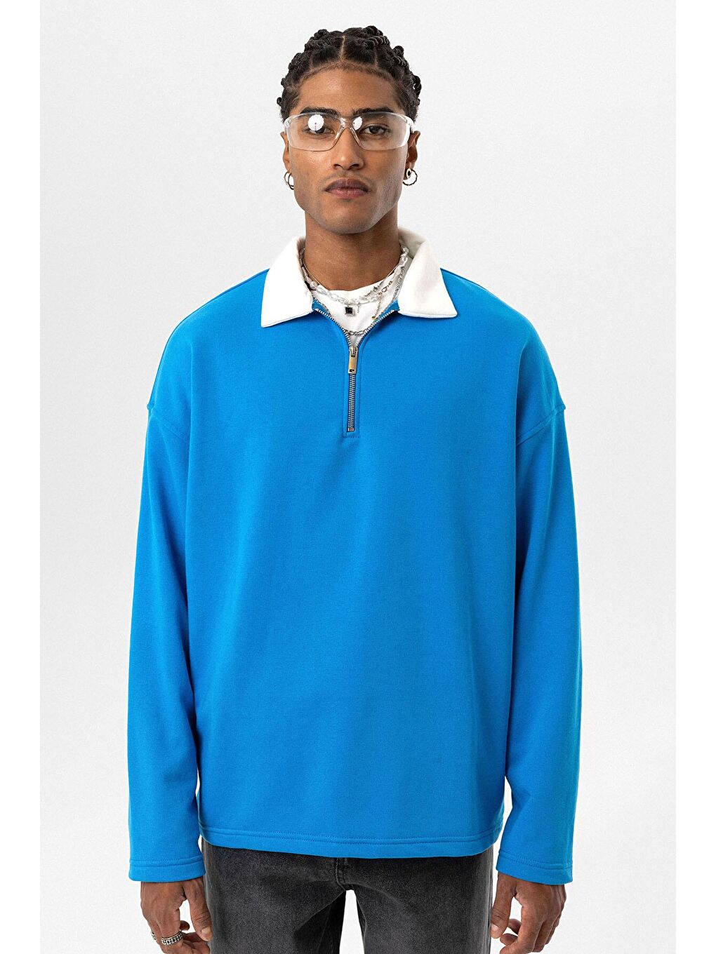 Turkuaz Basic Polo Yaka Fermuar Detaylı Erkek Eşofman Altı-5