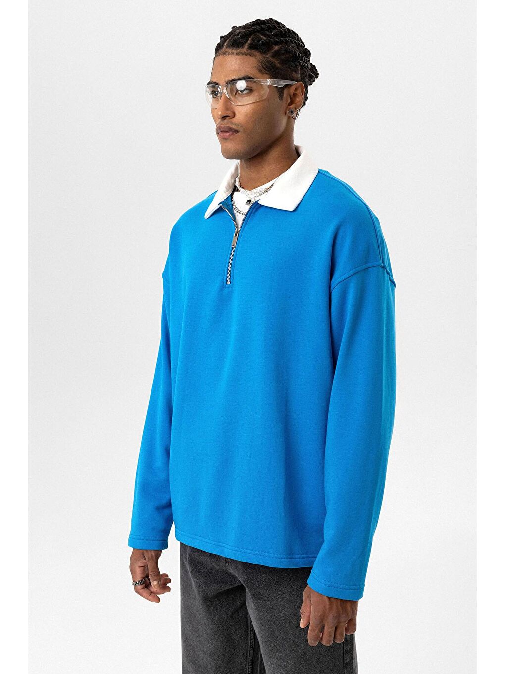 Turkuaz Basic Polo Yaka Fermuar Detaylı Erkek Eşofman Altı-7