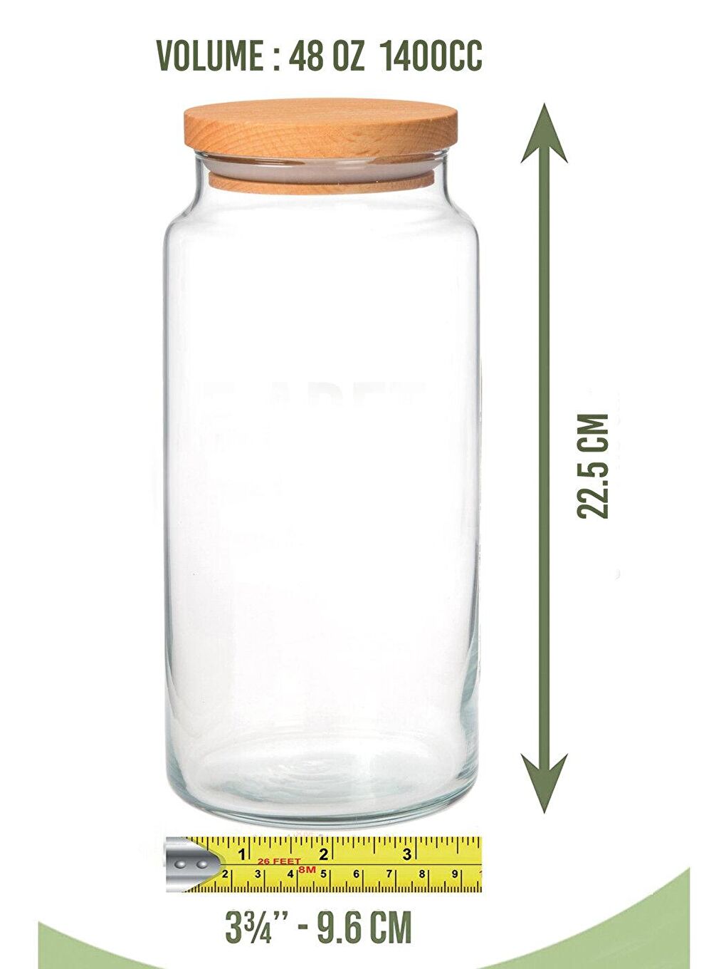 Renksiz 3'lü Jumbo Boy Ahşap Kapaklı Kavanoz 1400 Cc-1