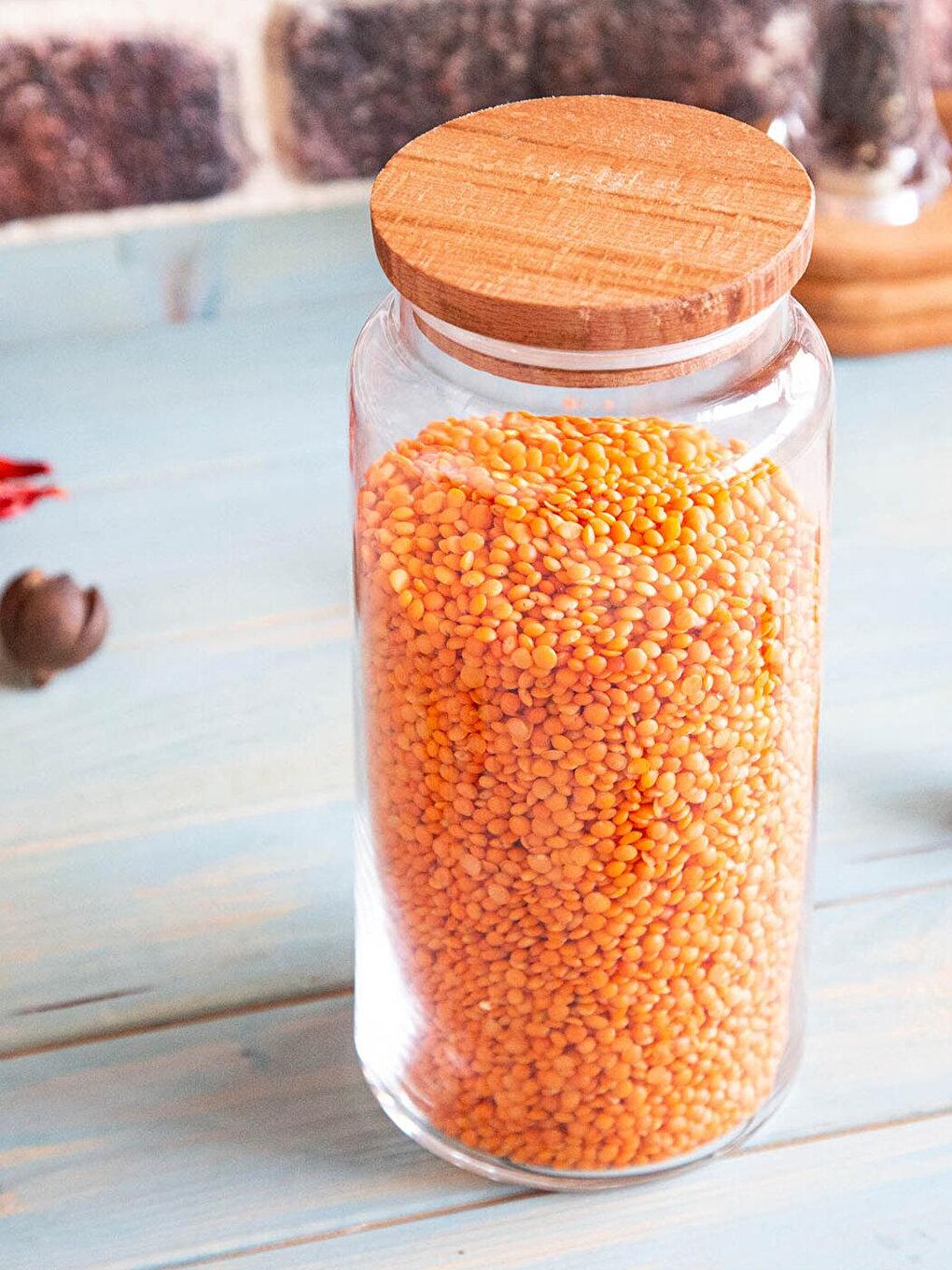 Renksiz 3'lü Jumbo Boy Ahşap Kapaklı Kavanoz 1400 Cc-2