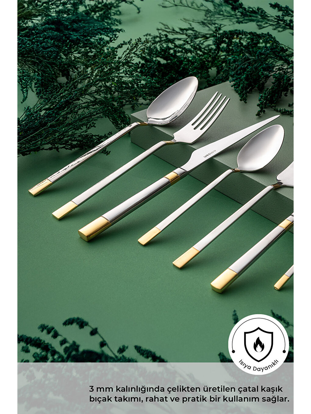 Gri Elegance Duru Gold 84 Parça 12 Kişilik Lüks Kutulu Çatal Kaşık Bıçak Takımı-2