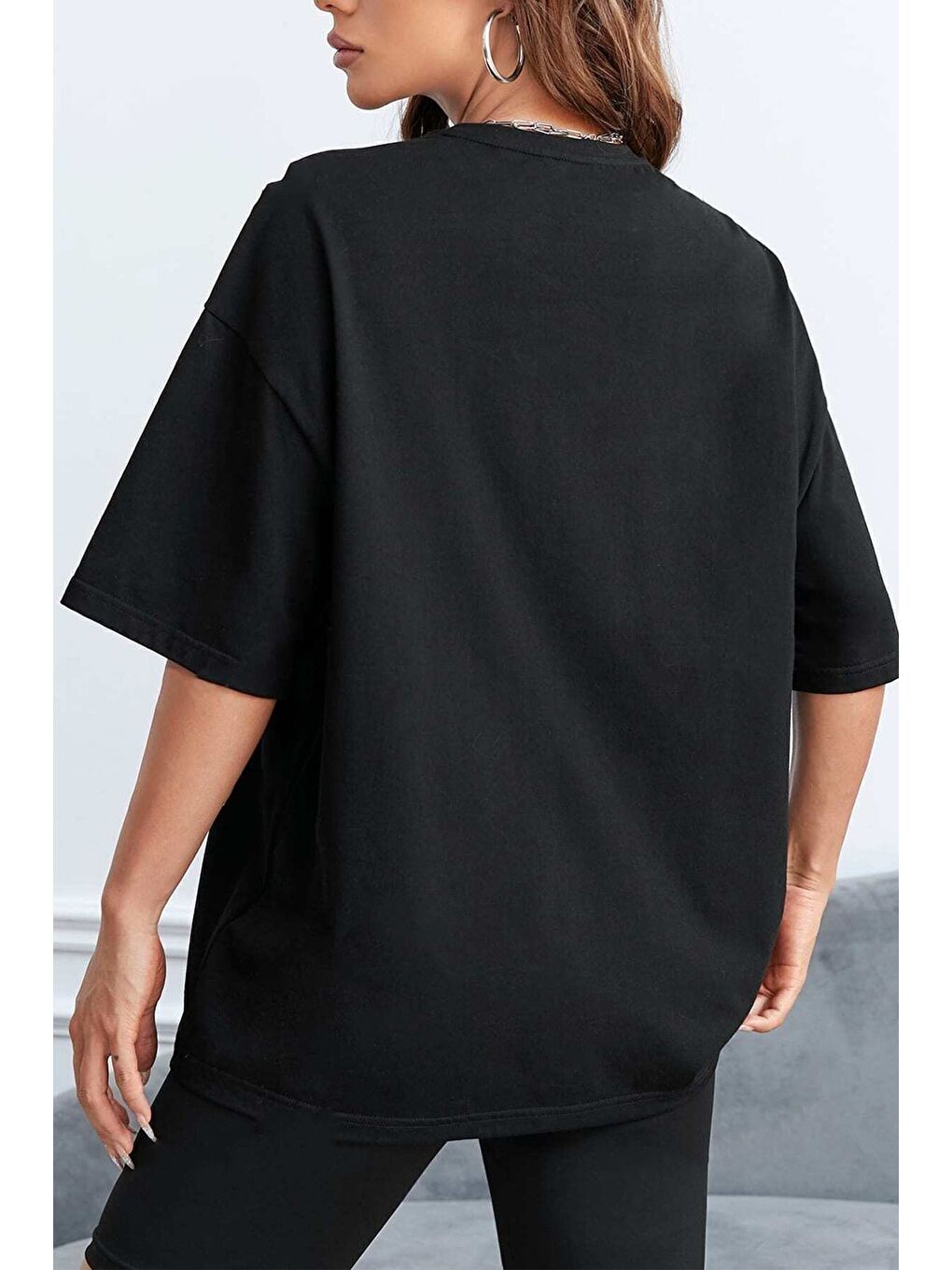 Siyah Unisex Special Agent Baskılı Oversize Tshirt-1