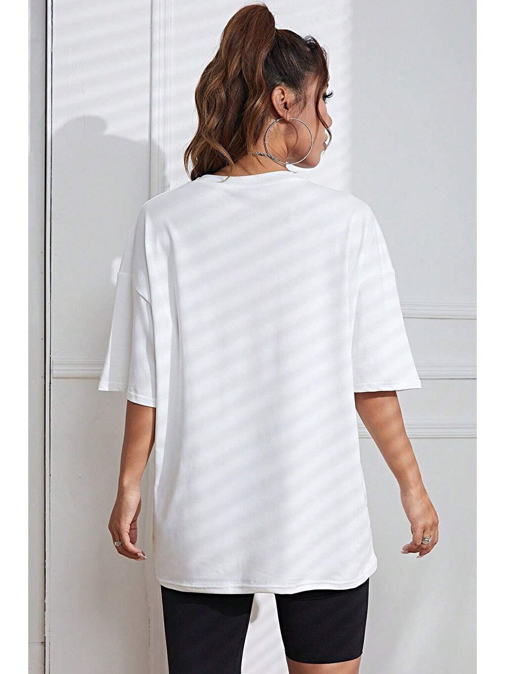 Beyaz Unisex Special Agent Baskılı Oversize Tshirt-1