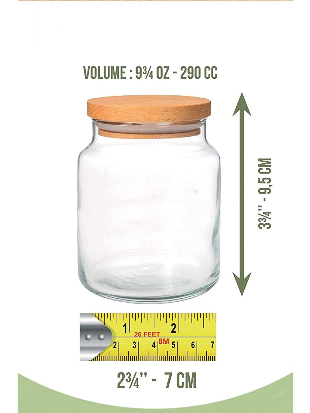Renksiz 3'lü Küçük Boy Ahşap Kapaklı Kavanoz 290 Cc-1