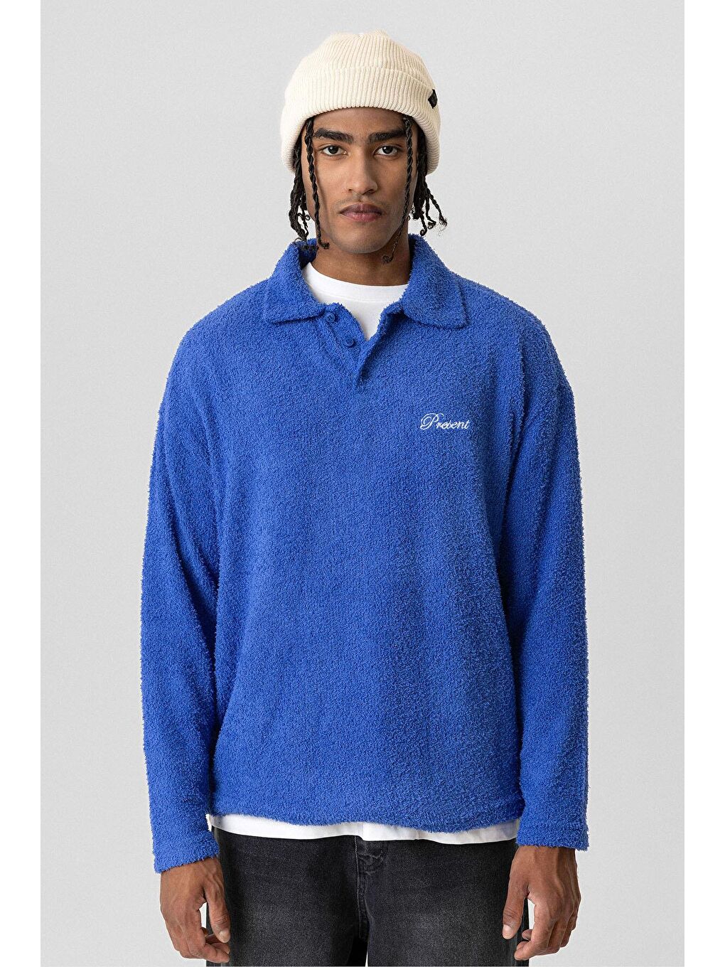 Mavi Yazı Detaylı Oversize Sweatshirt Saks-2