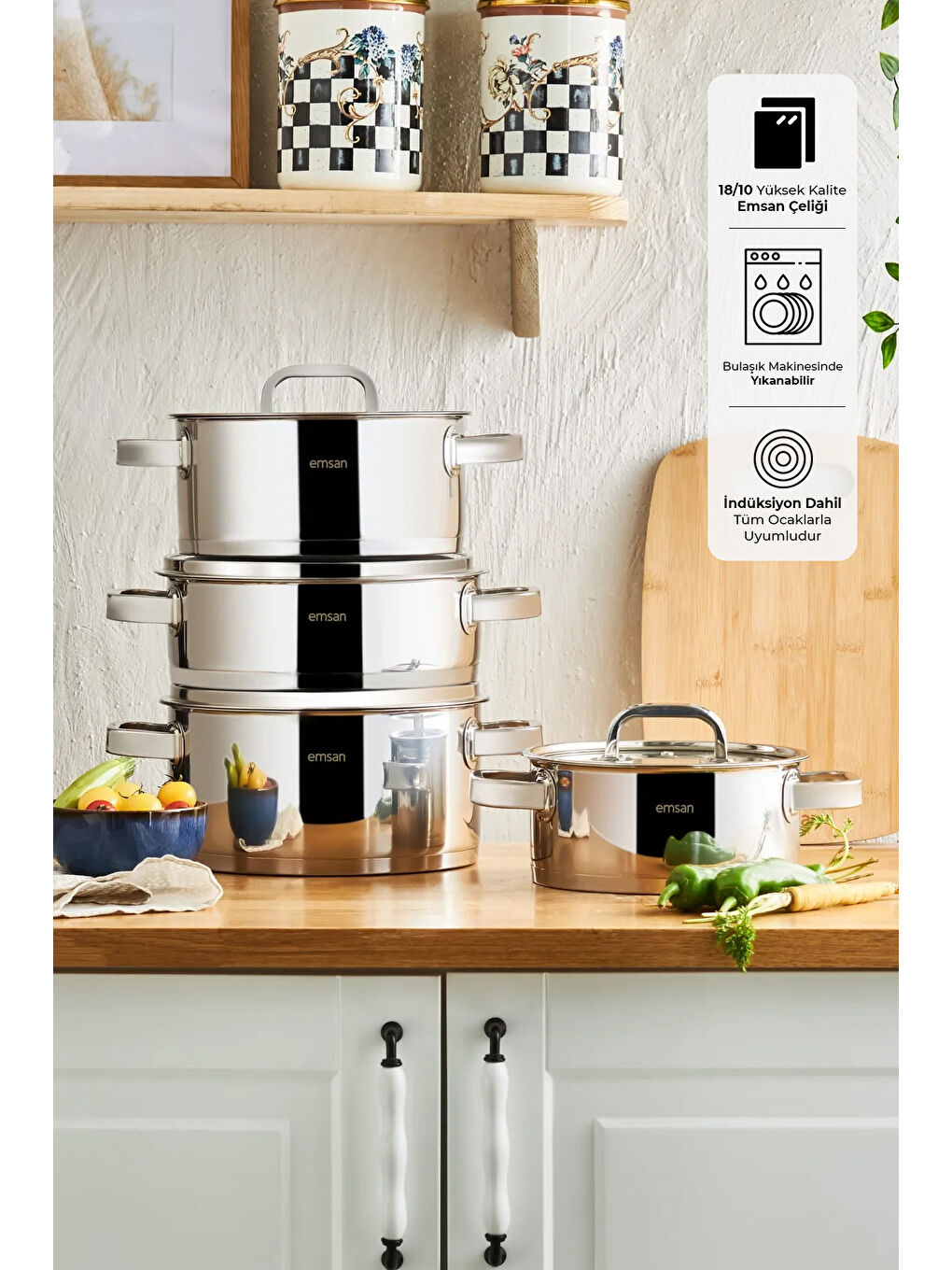 Gri Mimosa 8 Parça Tencere Seti-2