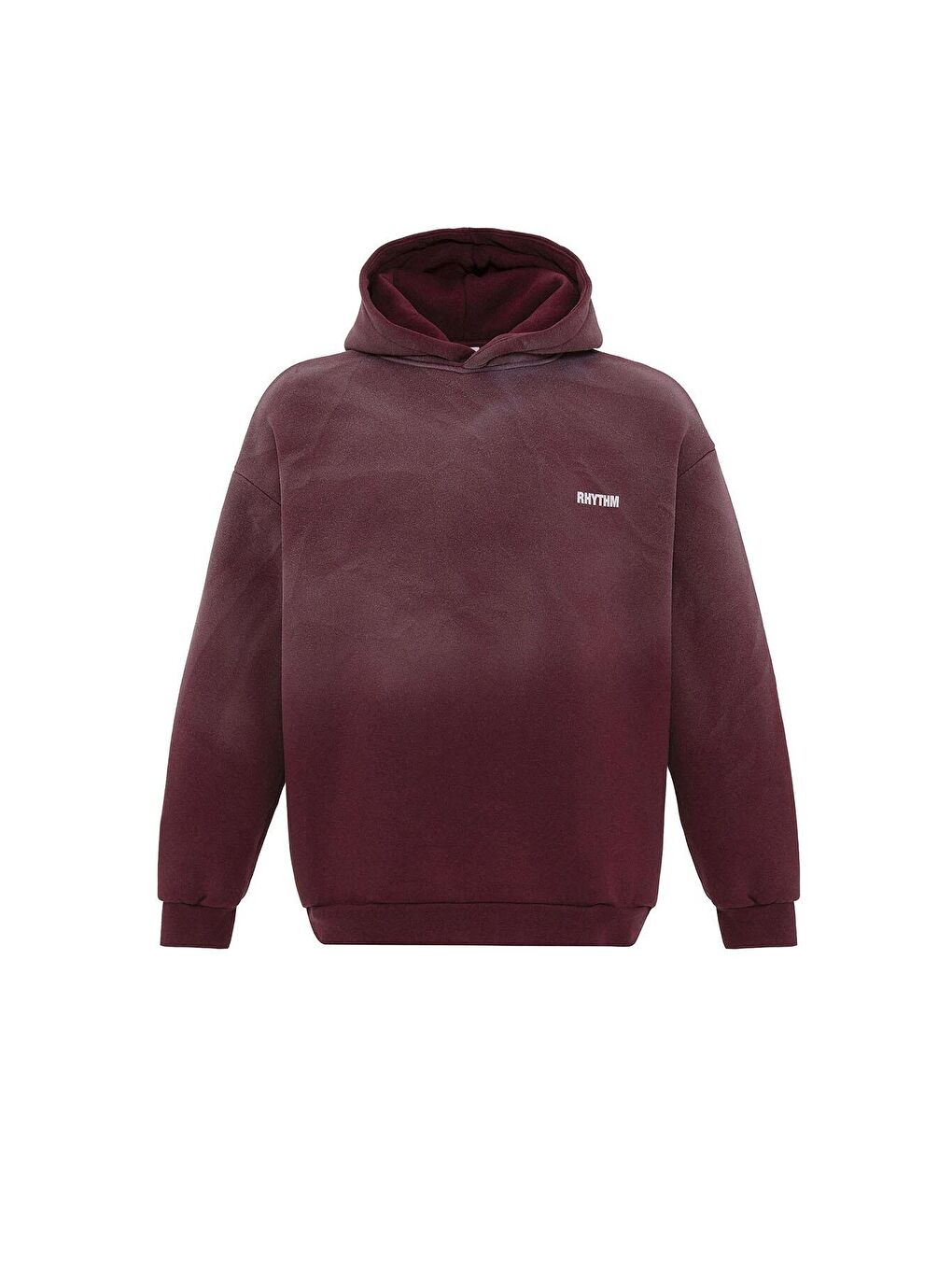 Bordo Arka Baskılı Oversize Kapüşonlu  Erkek Hoodie-1
