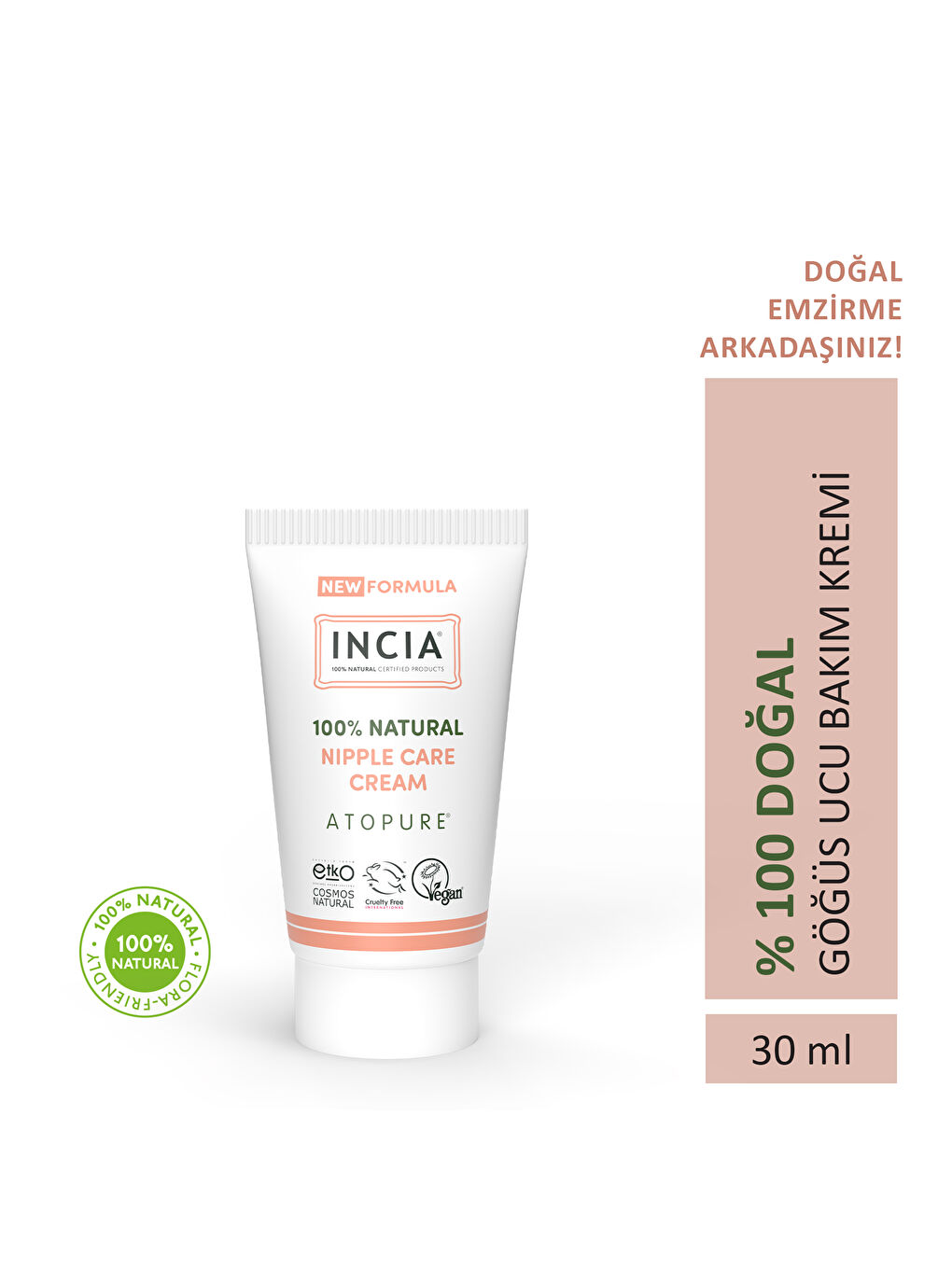 %100 Doğal Göğüs Ucu Bakım Kremi Yumuşatma ve Koruma Lanolin İçermez 30 ml