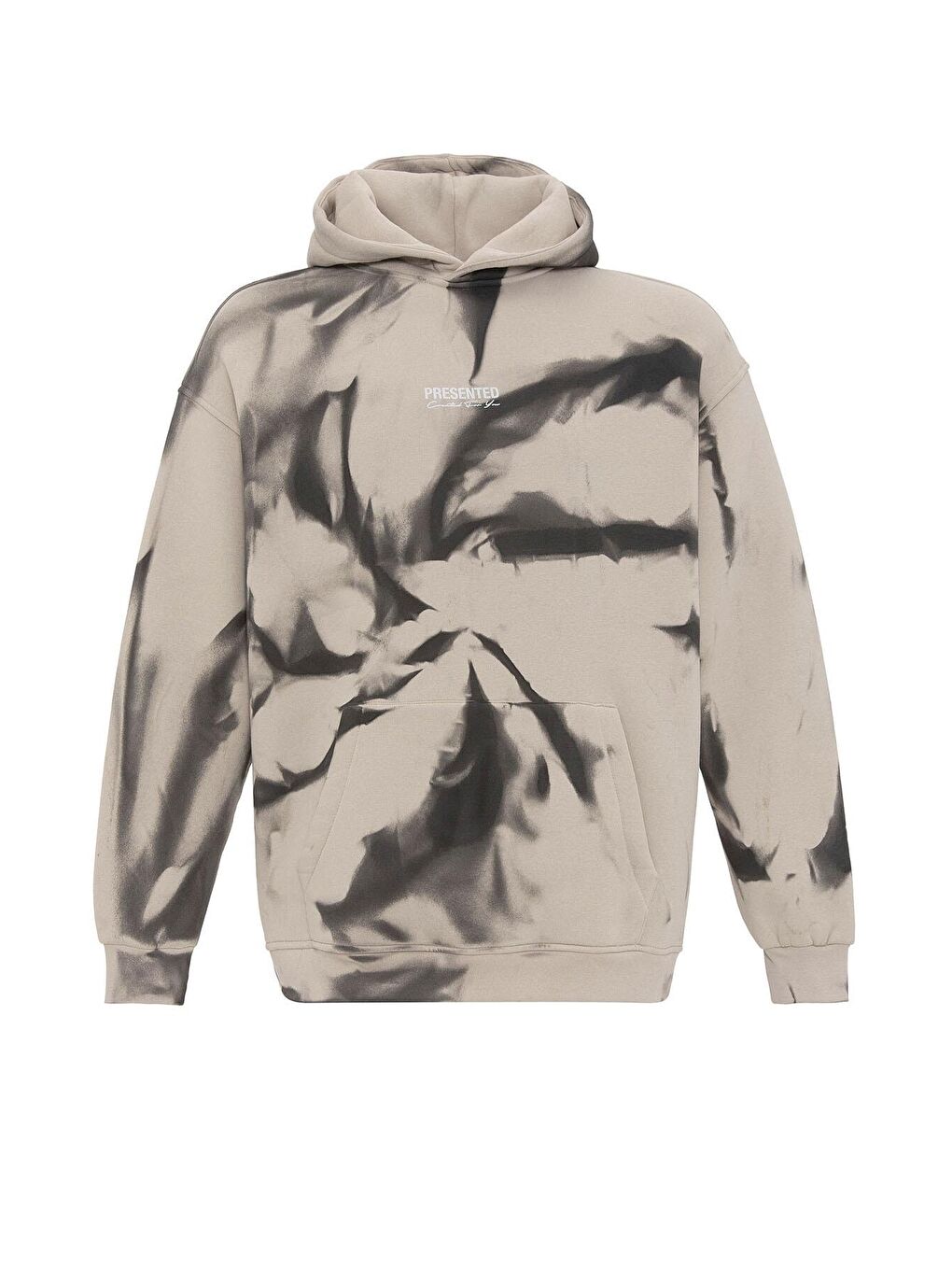 Bej Renk Detaylı Kapüşonlu Oversize Sweatshirt Taş-1