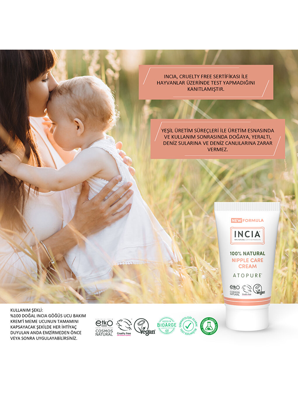 %100 Doğal Göğüs Ucu Bakım Kremi Yumuşatma ve Koruma Lanolin İçermez 30 ml-6