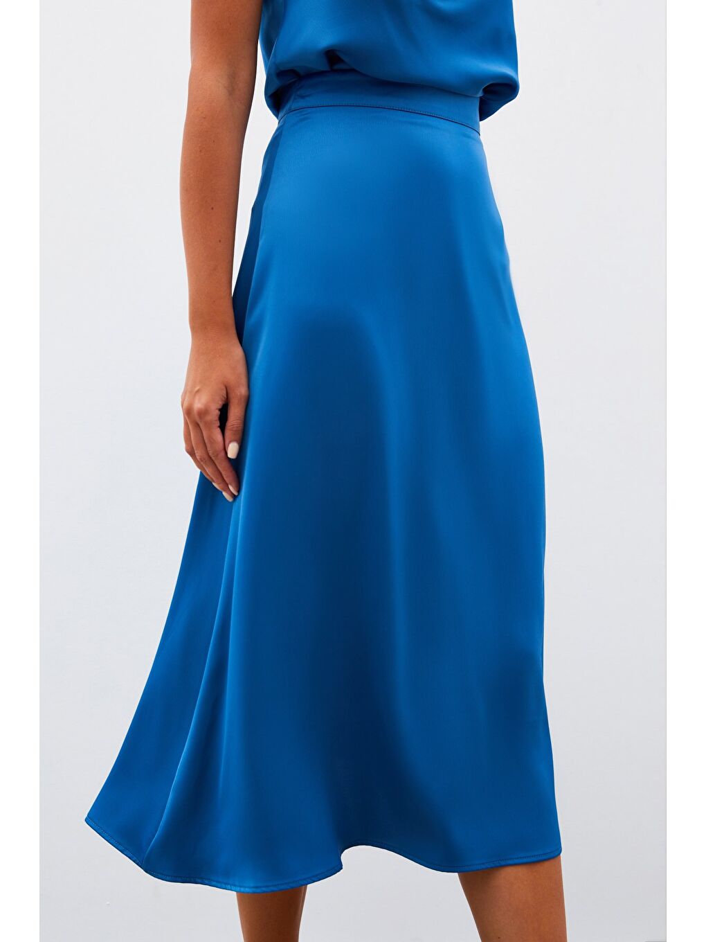 Midi Boy Saten Etek - İndigo-6