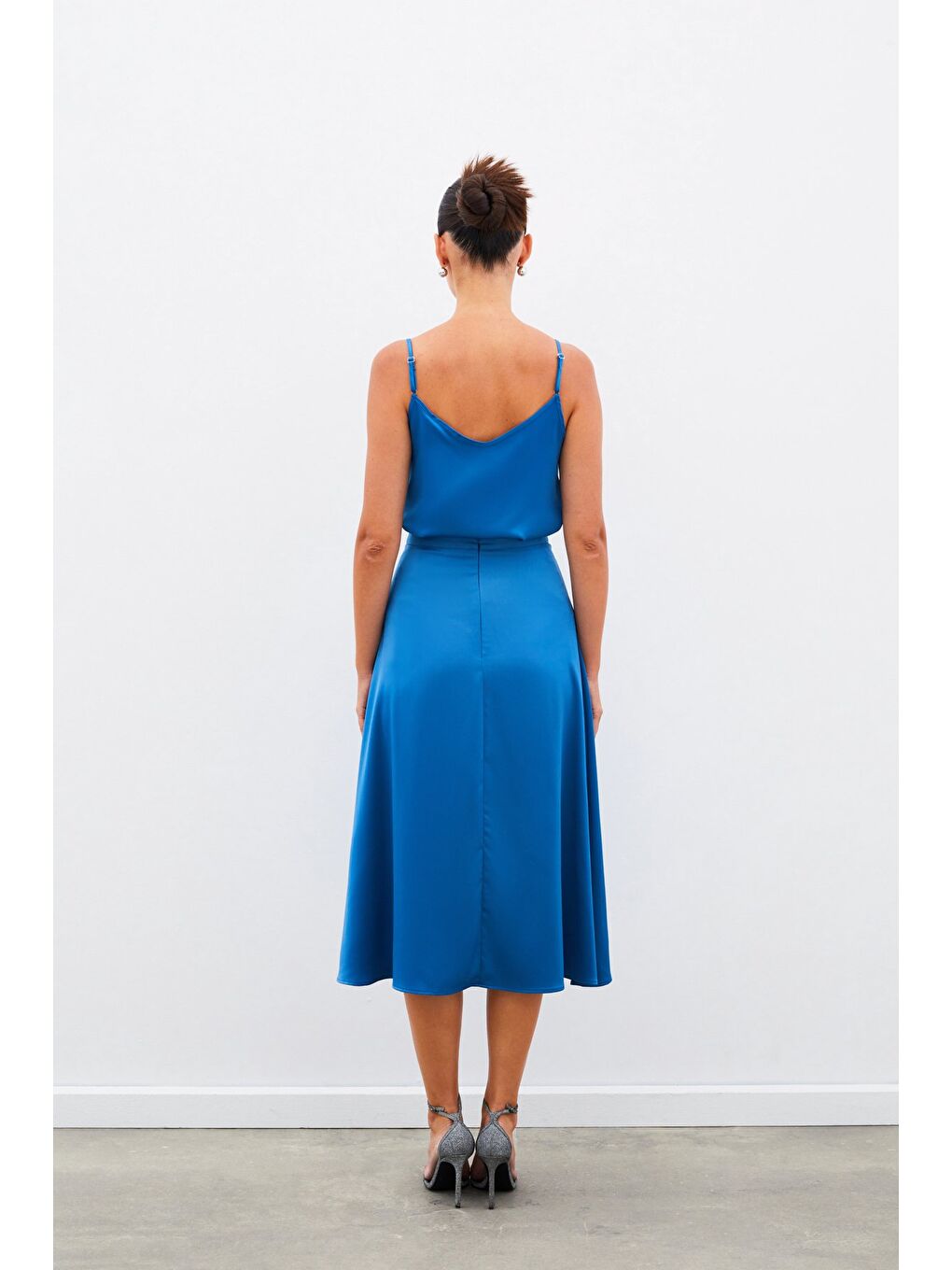 Midi Boy Saten Etek - İndigo-7