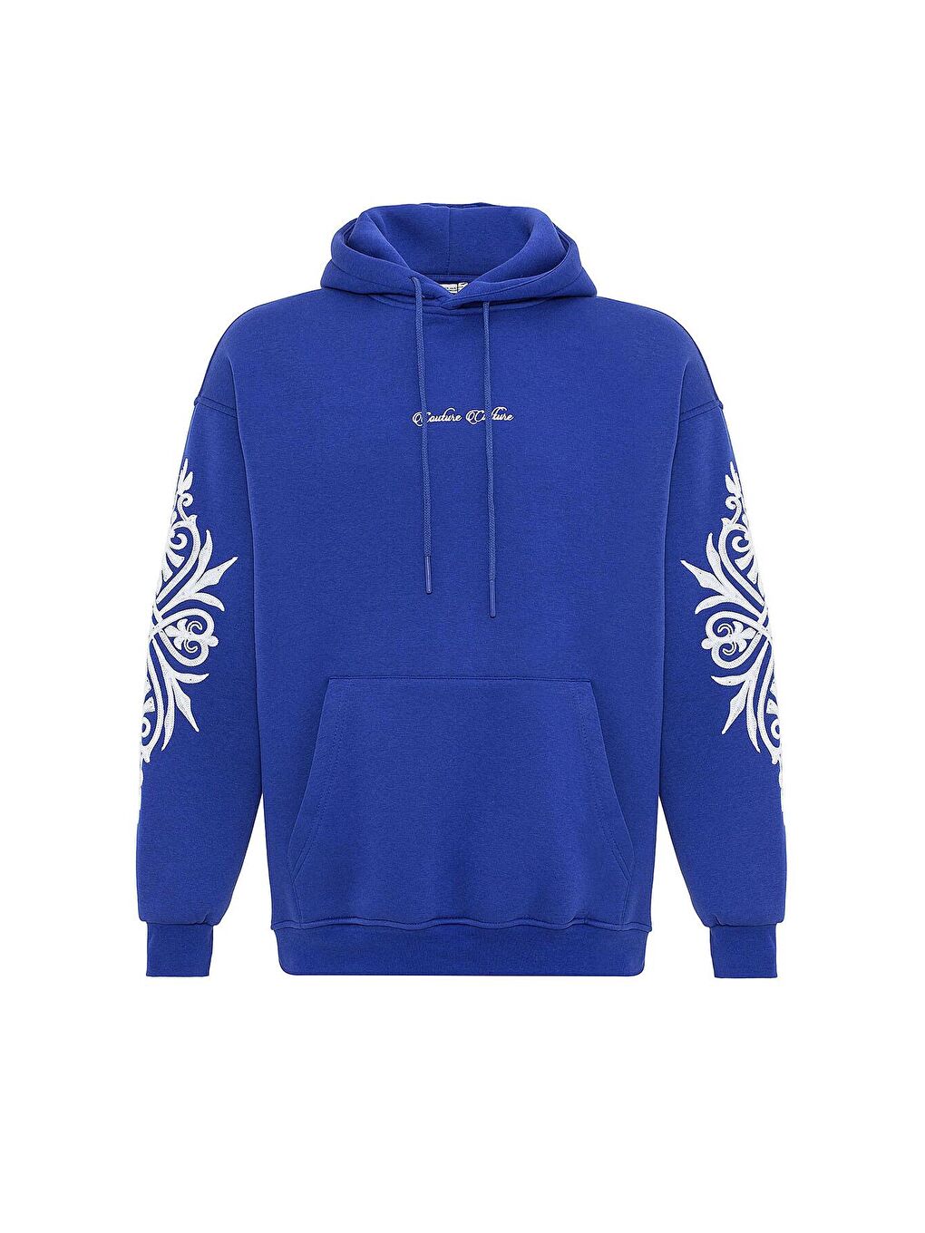Mavi Desenli Oversıze Erkek Hoodie Saks-1