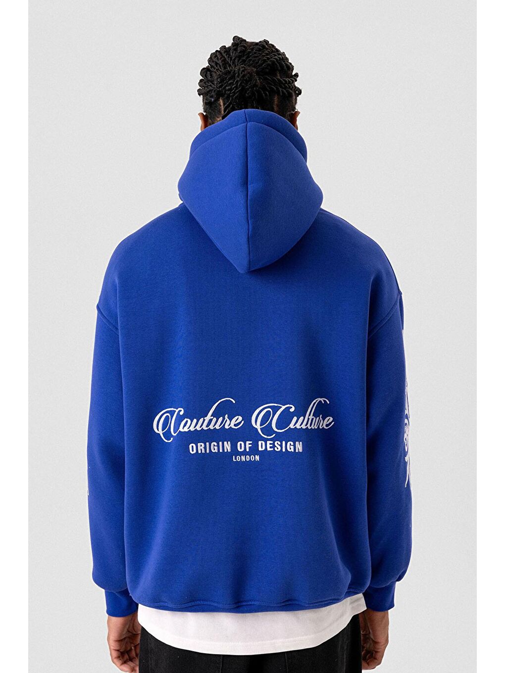 Mavi Desenli Oversıze Erkek Hoodie Saks-7