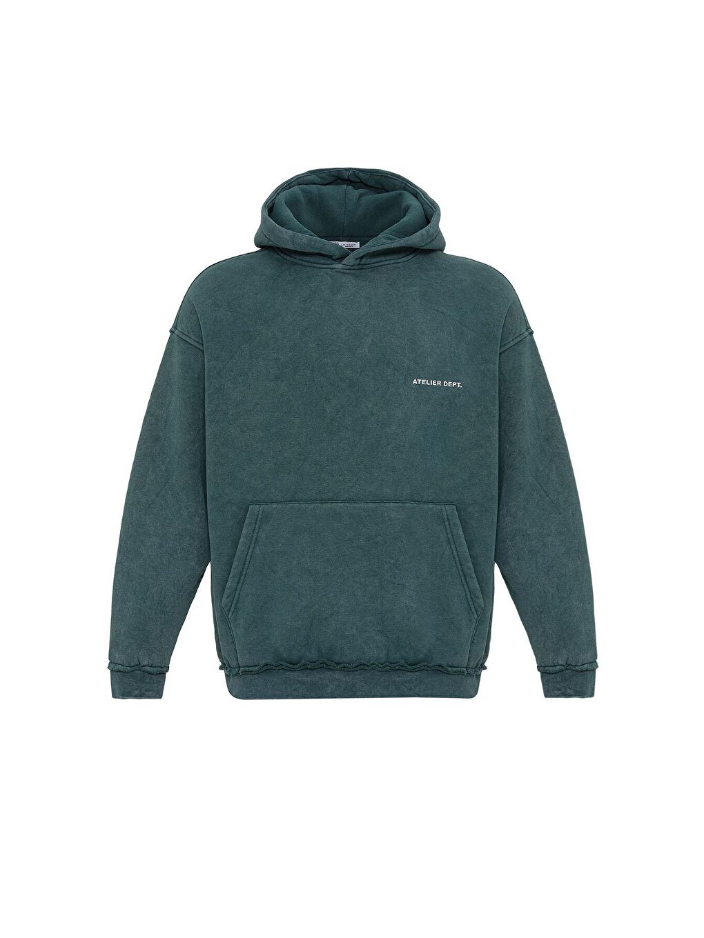 Yıkamalı Oversıze Kapüşonlu Erkek Hoodie Petrol-6