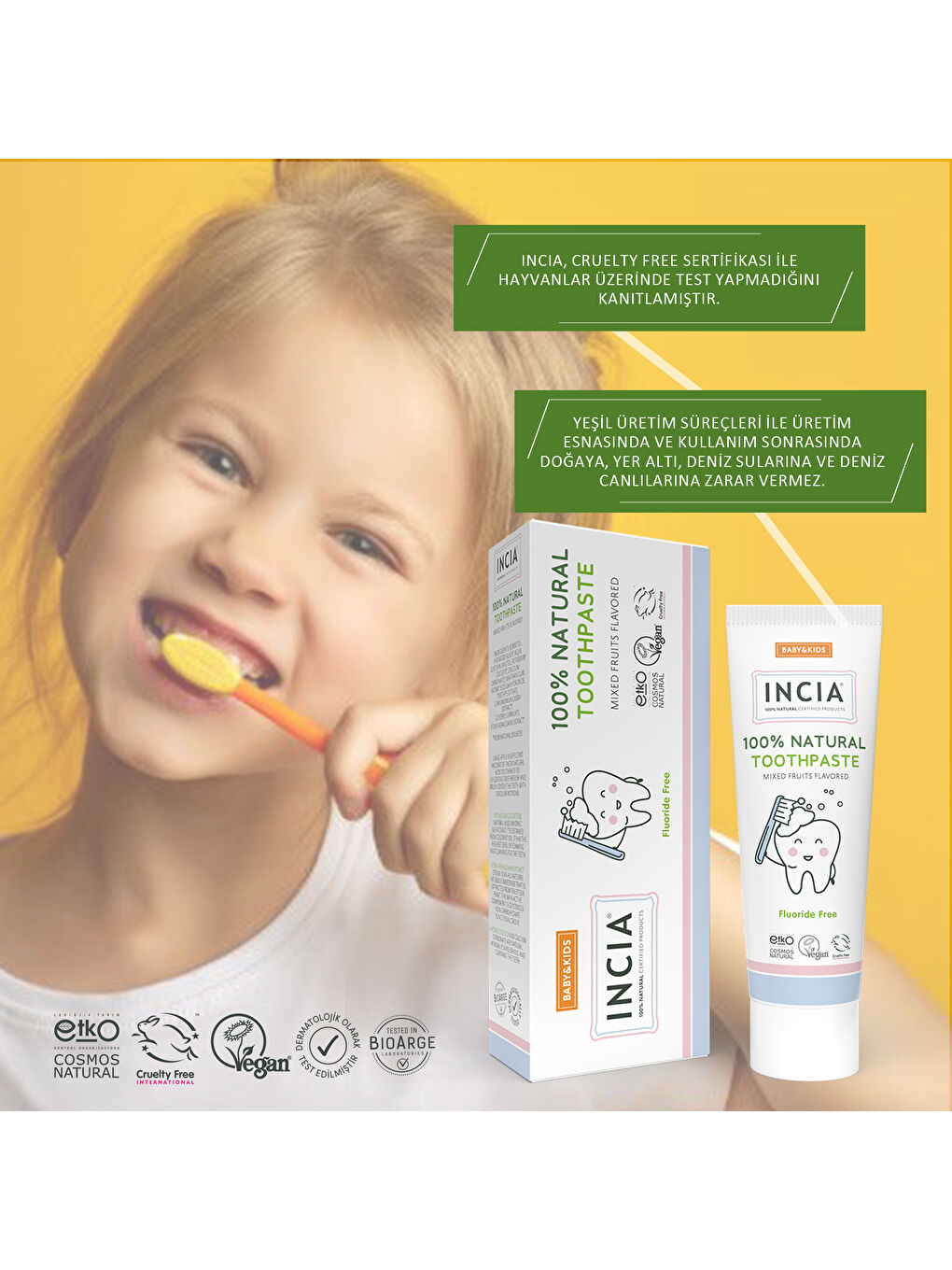 %100 Doğal Diş Macunu Bebek ve Çocuk Karışık Meyve Aromalı Florürsüz 50 ml-5