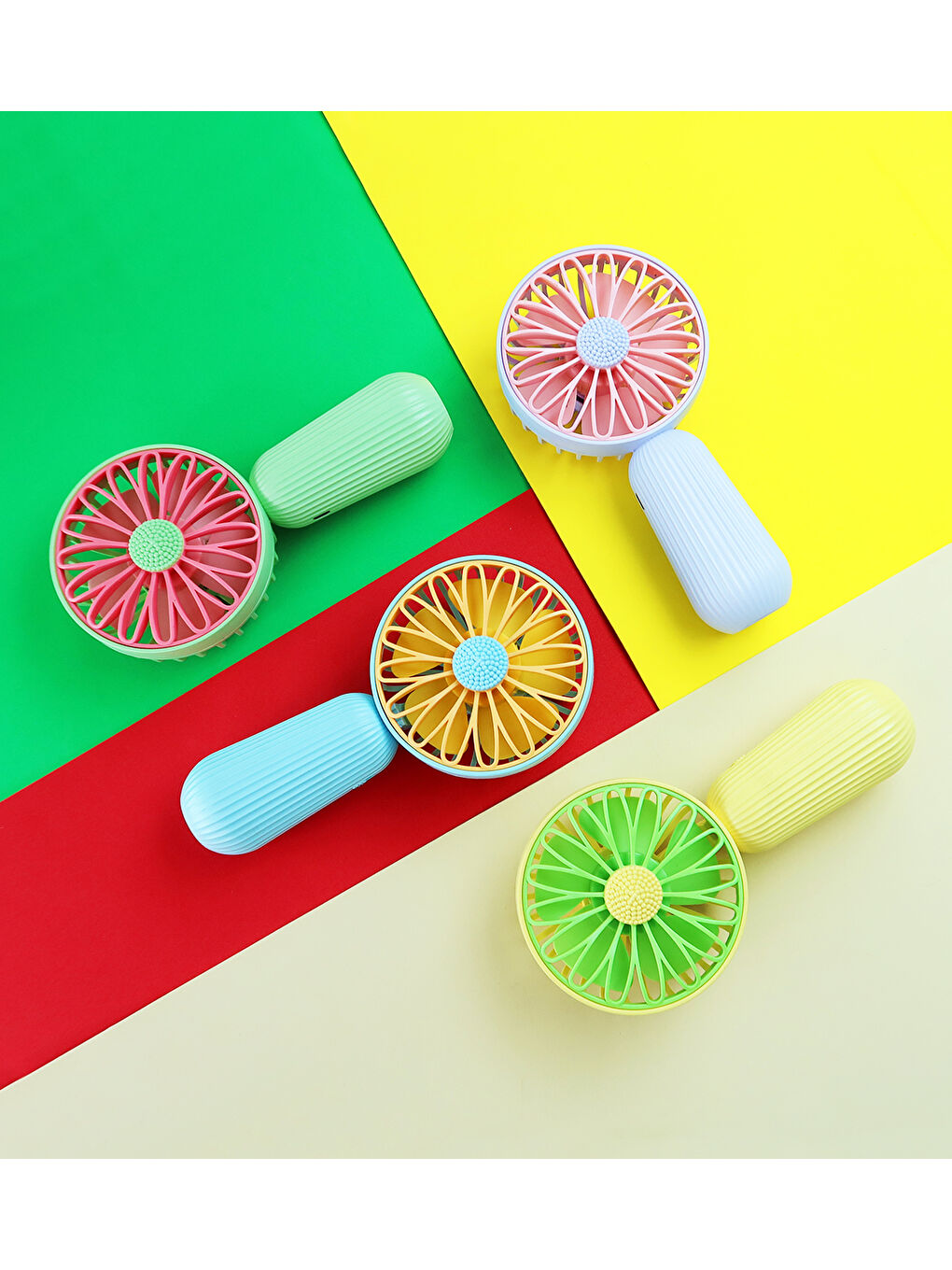 İki Kademeli Çiçek Tasarımlı Şarjlı El Fanı