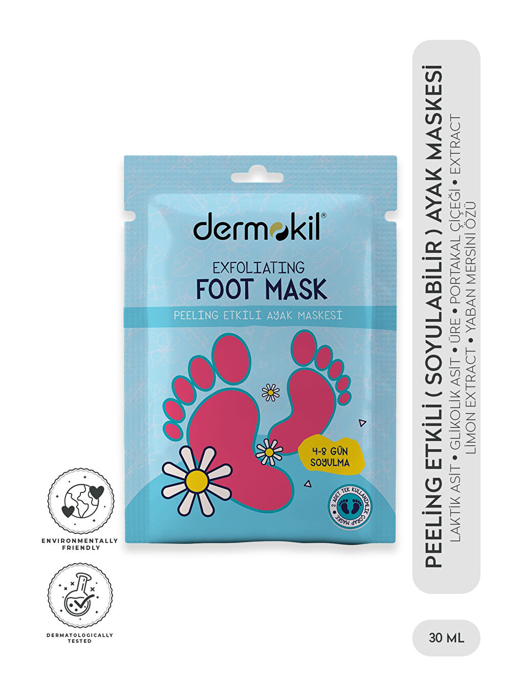 DERMOKIL Peeling Etkili ( Soyulabilir ) Ayak Maskesi 30 ml