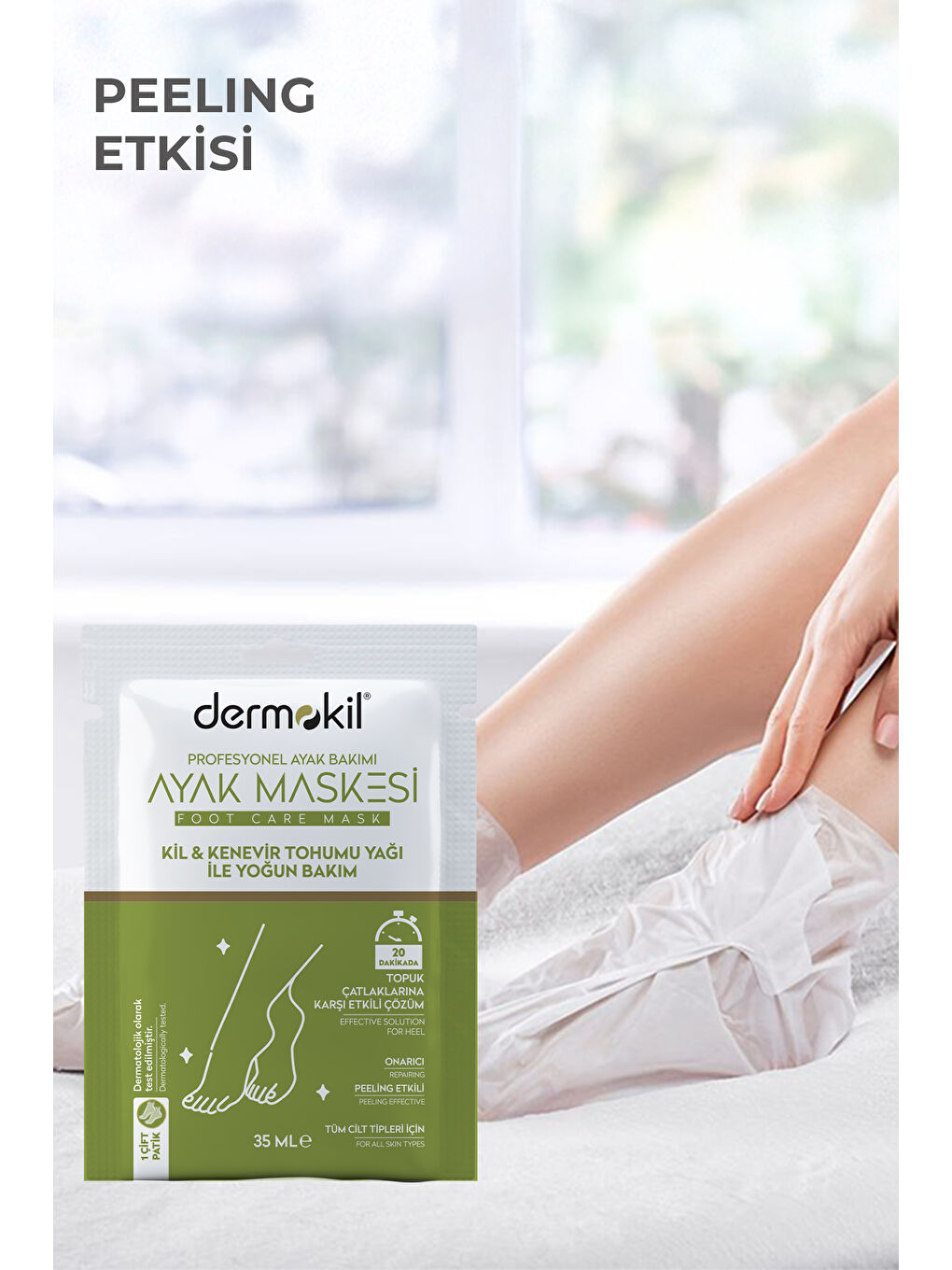 Kil ve Kenevir Yağlı Peeling Etkili Ayak Maskesi 35 ml-1