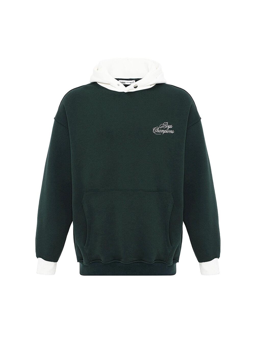 Yeşil Yazı Detaylı Oversize Kapüşonlu Erkek Hoodie Nefti-6