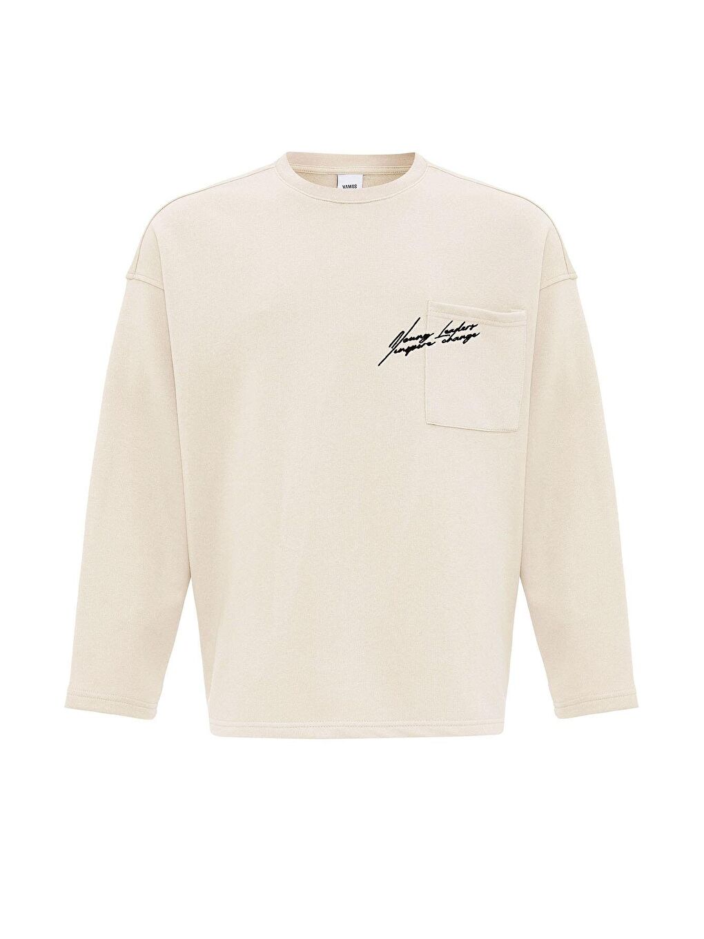 Bej Cep Detaylı Oversize Sweatshirt Taş-1