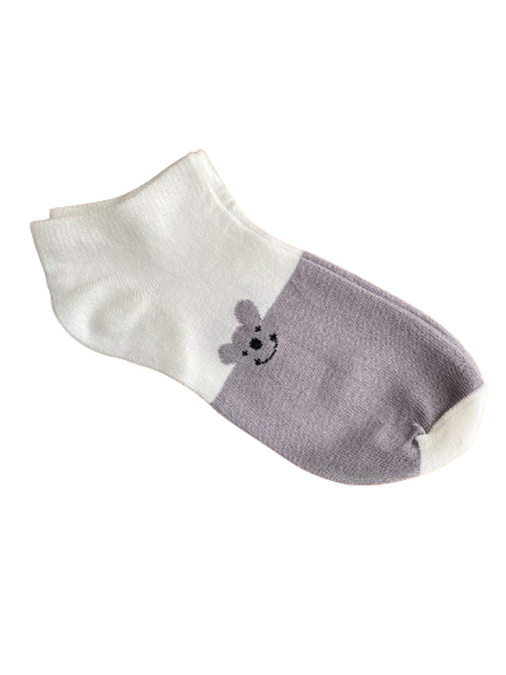 12'li Gri Ayıcık Desenli Pamuklu Patik Çorap-2