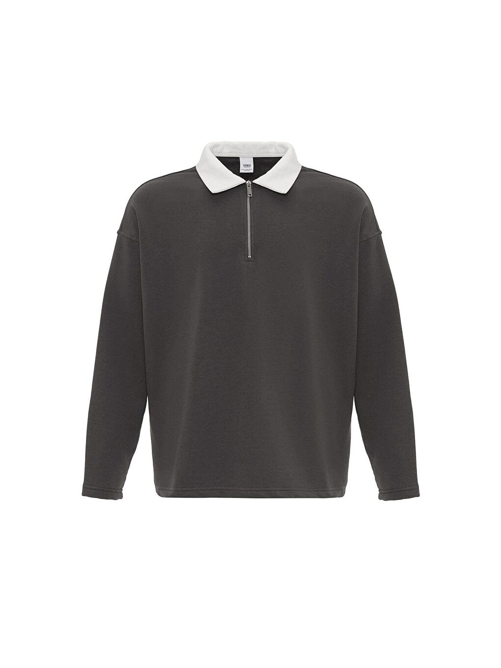 Gri Basic Polo Yaka Fermuar Detaylı Erkek Eşofman Altı-6