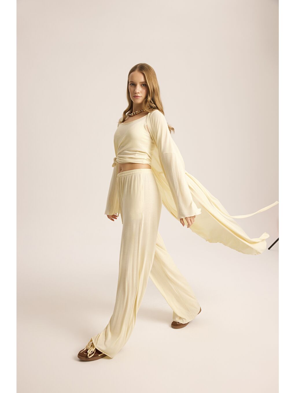 Raina Sarı Kimono Basic Üçlü Takım-2