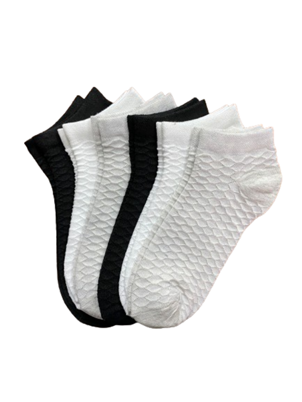 Karışık 6'lı Siyah-Beyaz-Gri Desenli Pamuklu Patik Çorap