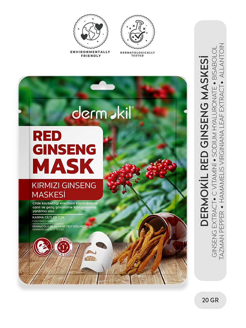 DERMOKIL Kırmızı Ginseng Maskesi (Karma Ciltler için) 20 gr