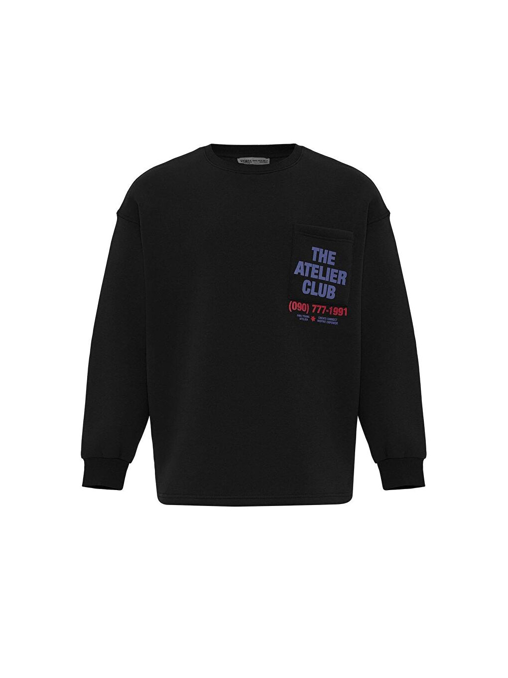 Yazı Baskılı Oversize Sweatshirt Siyah-1