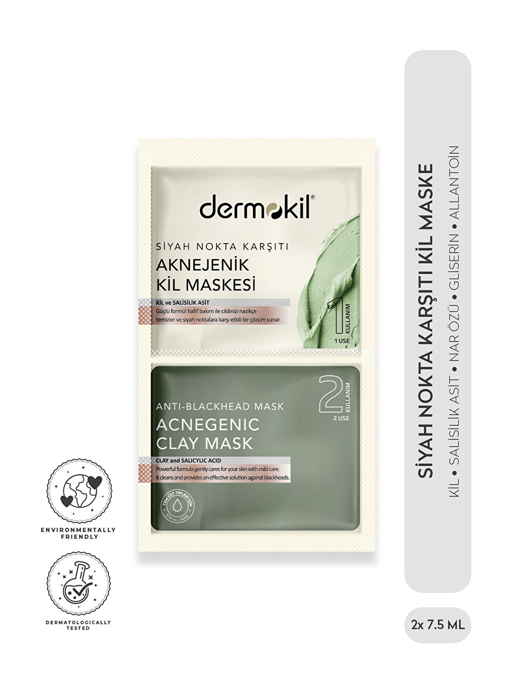 DERMOKIL Siyah Nokta Karşıtı Kil Maske 2* 7.5 ml