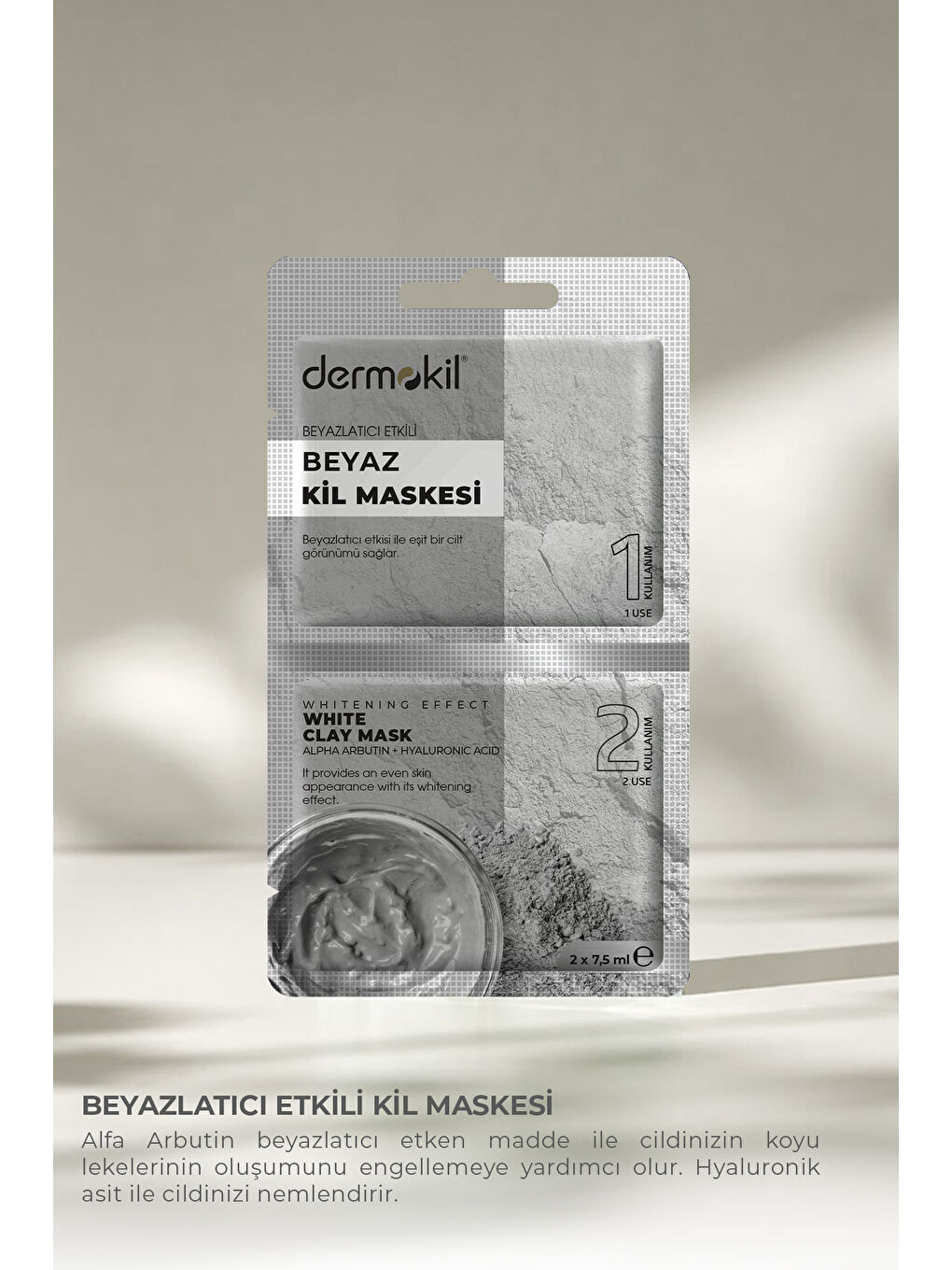 DERMOKIL Beyazlatıcı Etkili Beyaz Kil Maskesi 15ml - 1