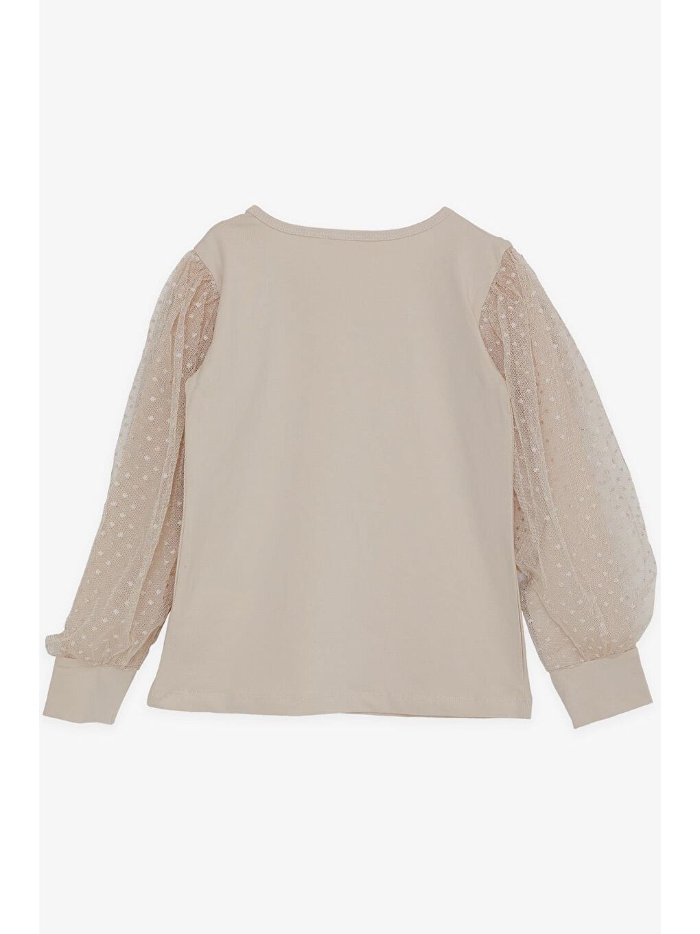 Kız Çocuk Bluz Kolları Tül Detaylı Bej (8-11 Yaş)-1