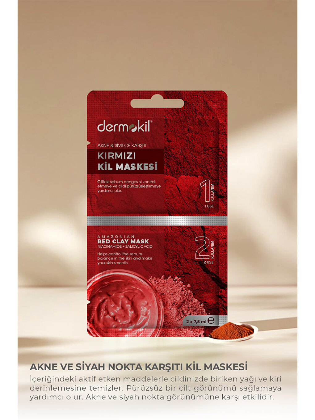 Akne ve Sivilce Karşıtı Kırmızı Kil Maskesi 15 ml-2