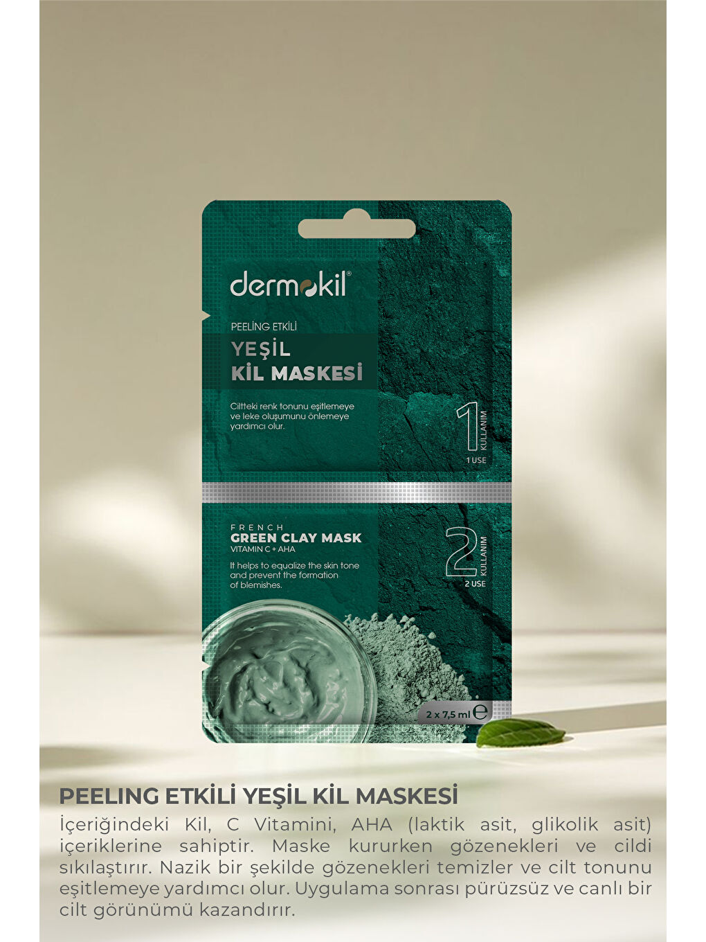 Peeling Etkili Yeşil Kil Maske 15ml-2
