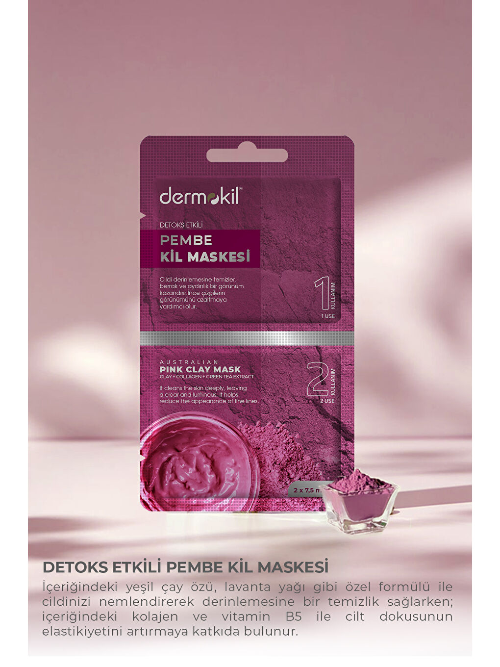 Detoks Etkili Pembe Kil Maske 15 ml-2