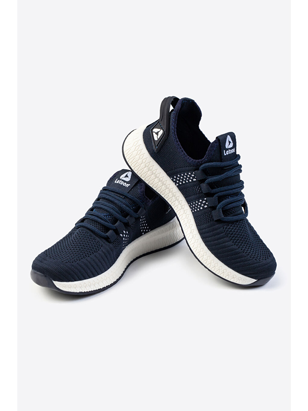 Lacivert Yuvarlak Burunlu Bağcıklı Erkek Spor Ayakkabı-1